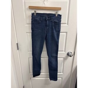 Mother‎ Looker Ankle Fray Skinny Jeans Beyond A Shadow of A Doubt Dark Wash 26